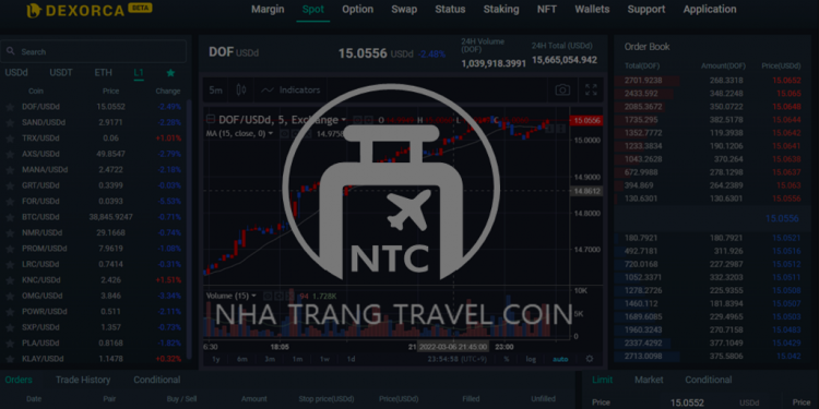 Travel platform coin NTC (NHA TRANG TRAVEL COIN) listed on Dexorca Exchange