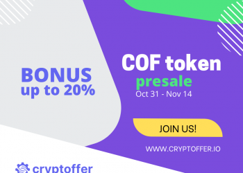Crypto assets comparison platform Cryptoffer invites you to join the COF token presale campaign from October 31 to November 14.
