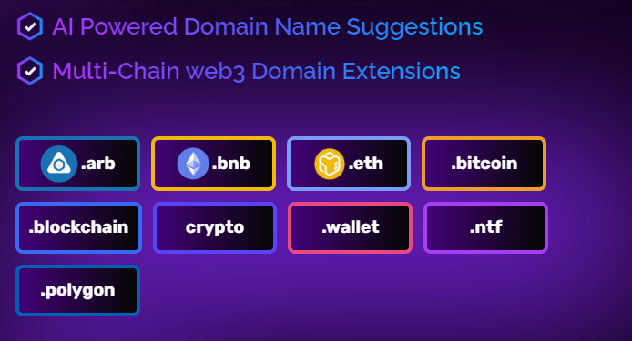 Dominator Domains, a Web3 innovative platform where users can register domains in 3 different blockchains and 10 different domain extensions